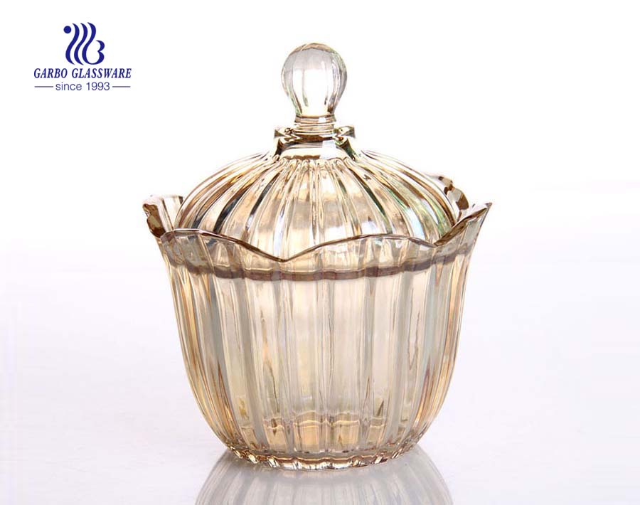 6 Inch Factory Price Ion Plating Glass Candy Jar sugar Glass Jar