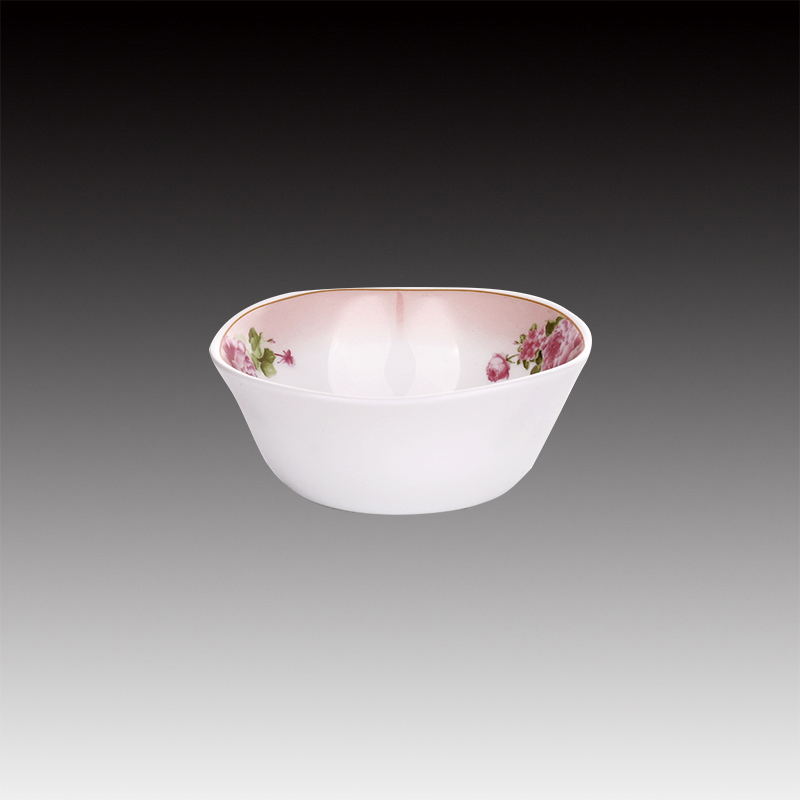 4.5 inch round shape full decal popular spining white opal glass bowl