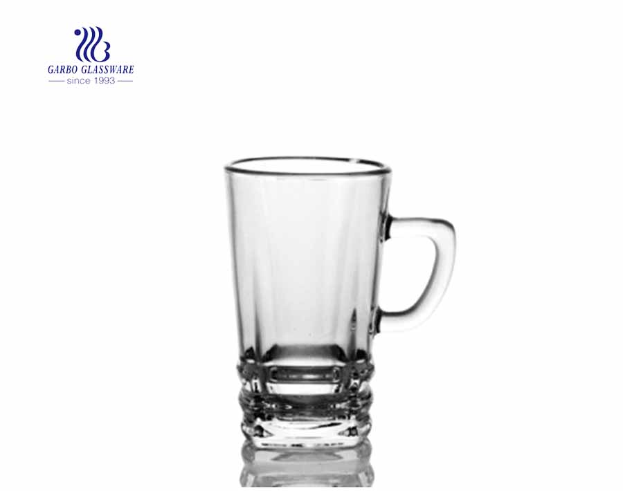 glass mug in glass with thick bottom for tea drinking