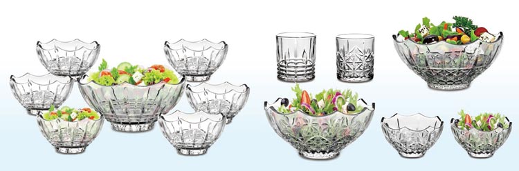 7PCS Glass Bowl Set with Colored Flower Design