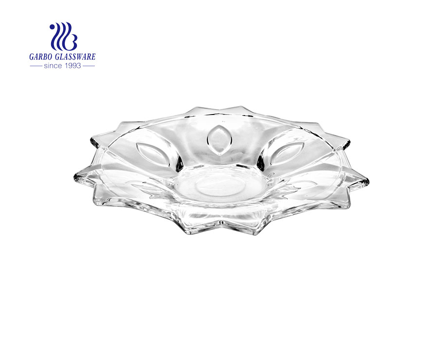 New arrived 13'' Elegant Glass Fruit Plate for Home Usage