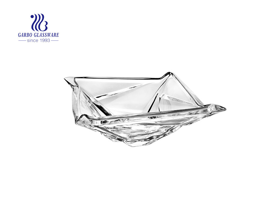 8'' Ice Cube Shape Clear Glass Bowl Tableware for Serving Fruit