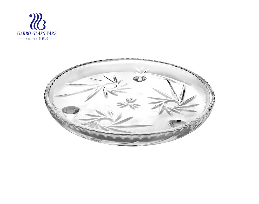 Sunflower Series of Elegant Glass Fruit Plate with Foot for Fruit and Nuts Serving