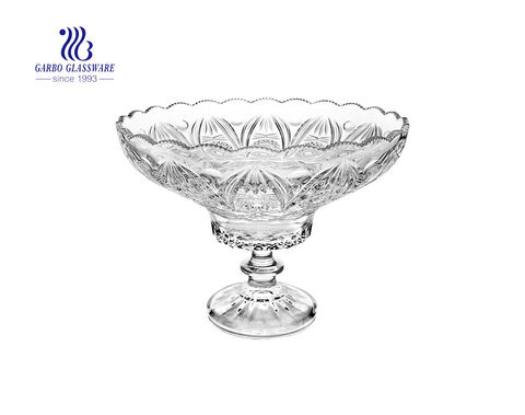 9.65'' Sunflower Series Clear Glass Fruit Bowl with foot