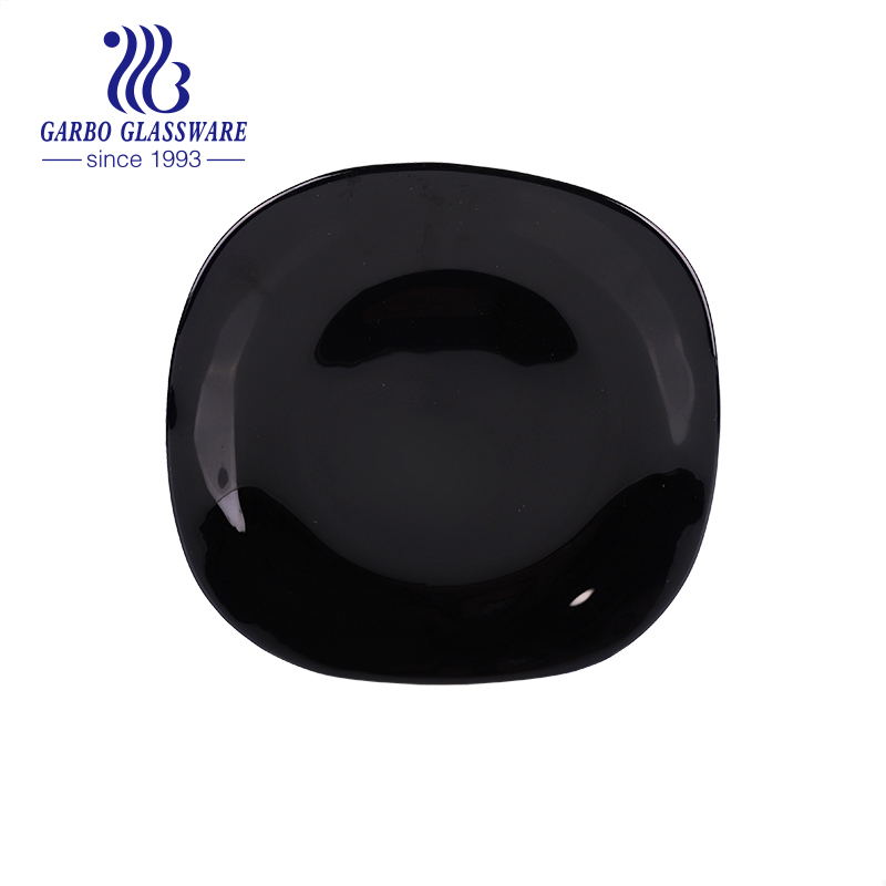 China Spining 9 inch High End Quality Black Opal Glass Plate