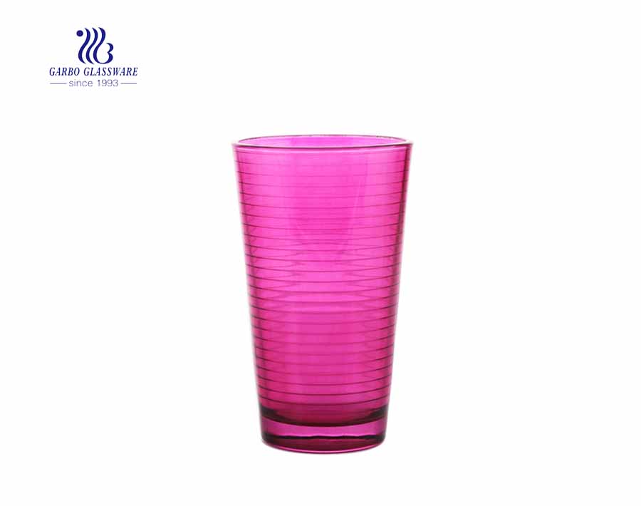450ml red color glass drinking tumblers with circle designs