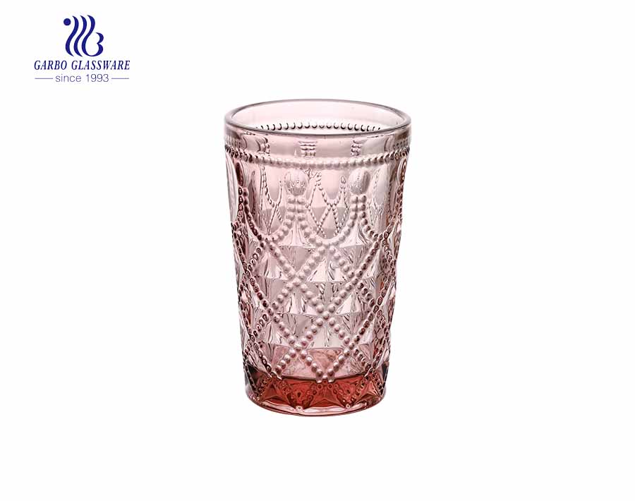 Vasos de agua de vidrio de 350 ml de color púrpura