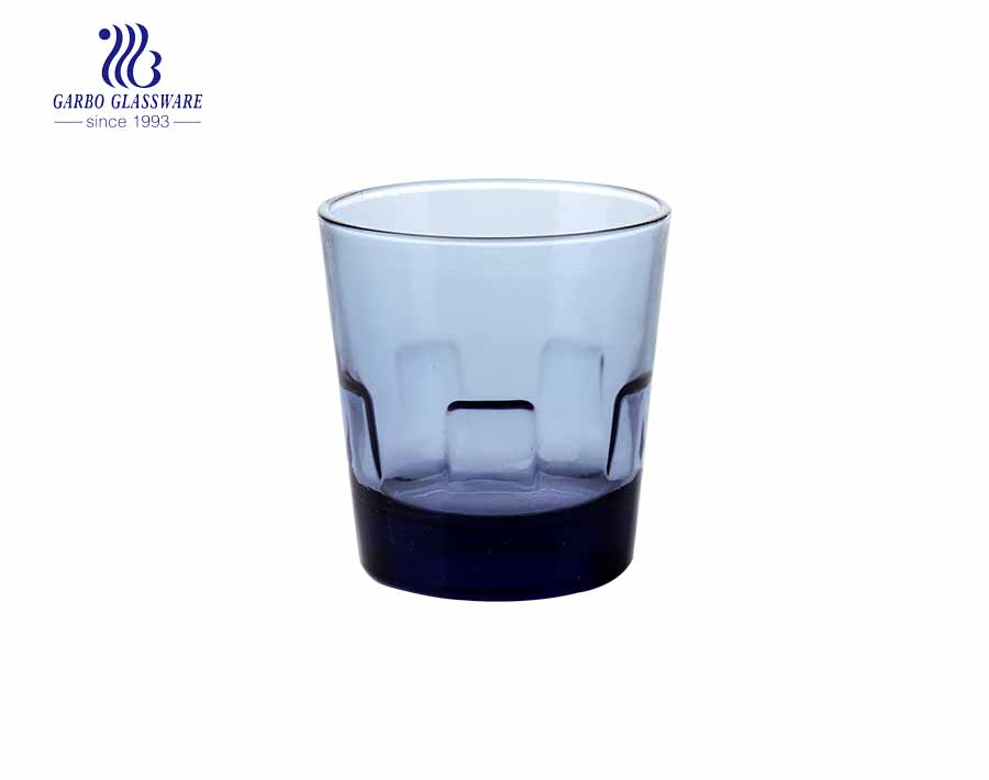 Tasses en verre de roche de whisky de couleur bleue 200ml pour bar