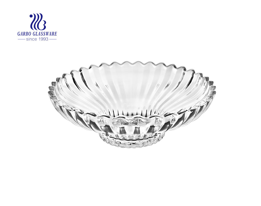 12.4'' Lotus Design Clear Glass Deep Plate Tableware for Home Decoration