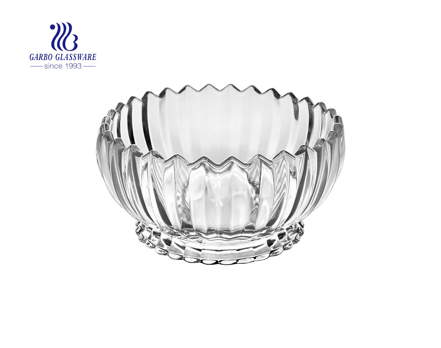 9.06 '' Lotus elegante forma tigela de vidro para decoração de casa