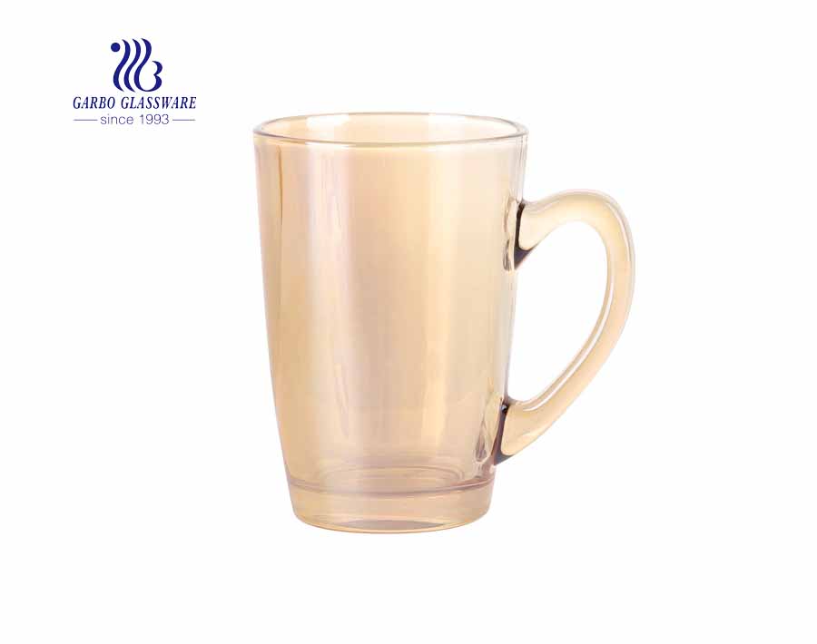 8oz glass coffee mugs with iron electroplated for restaurant