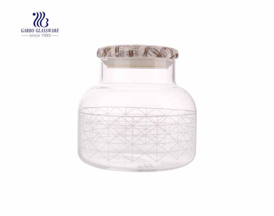 cute design of glass storage jars 1000ml glass storage jars