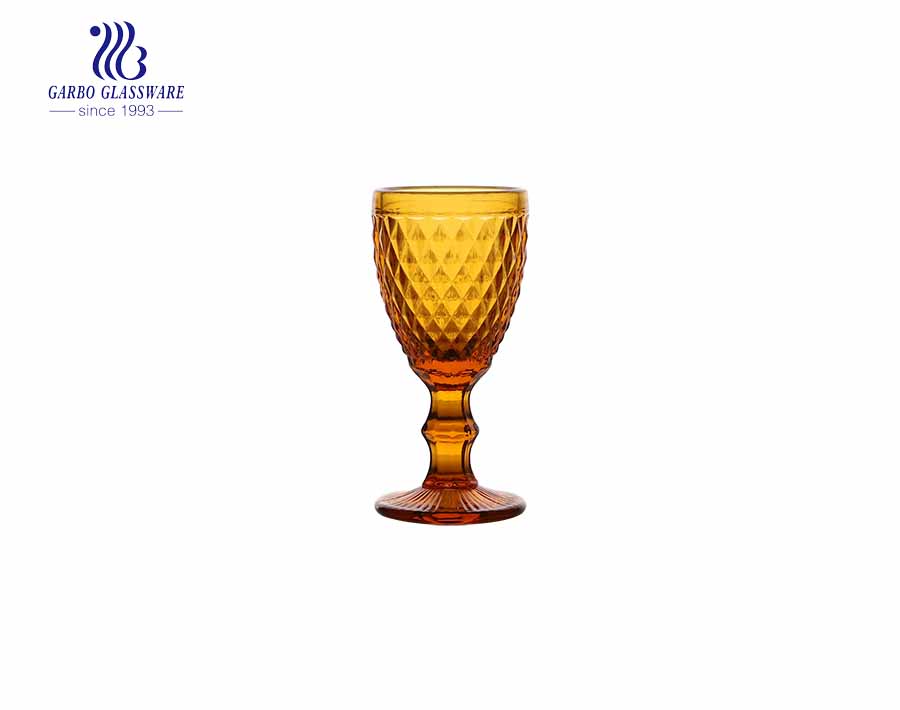 Mini 50ml amber color glass goblets with long stem