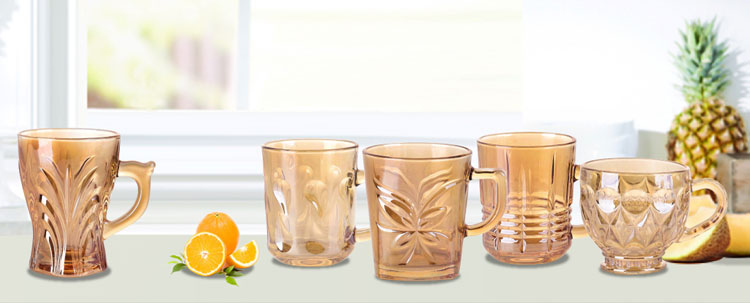 420ml Glass Coffee Mug With Gold Rim And Fancy Design factory in china