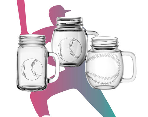 Garbo Glassware new design 450ml glass mason jars with football emboss logo