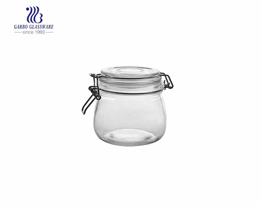 Bulk sale 500ml clear airtight glass jars with lids for food storage