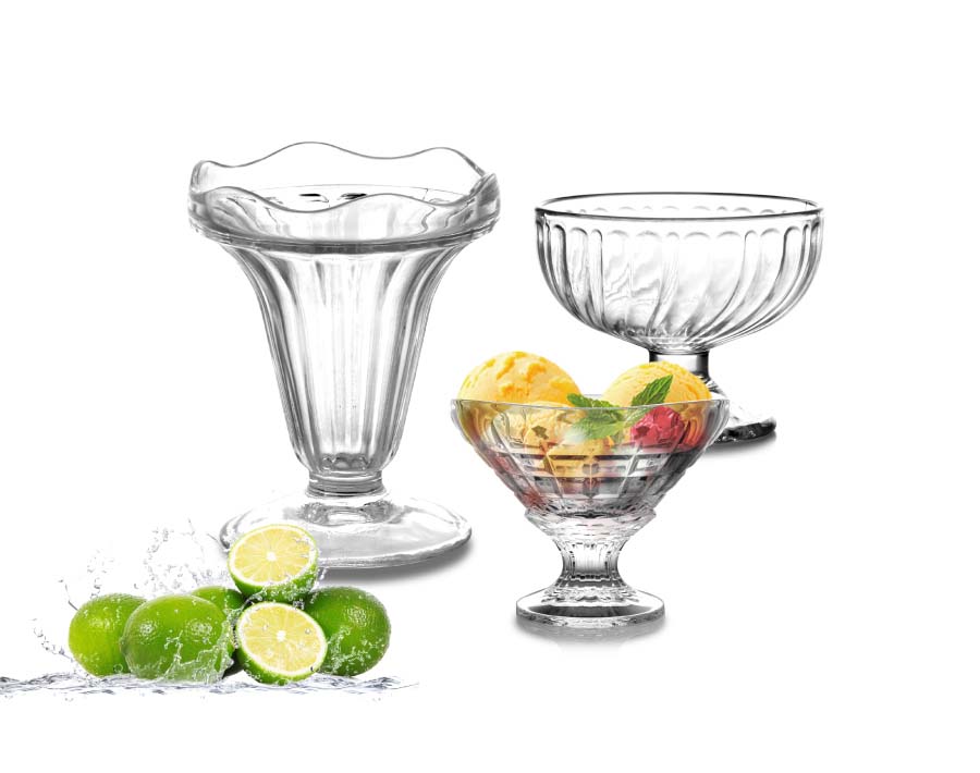 Premium Crystal Clear Glass Eisbecher Footed Dessert Cups