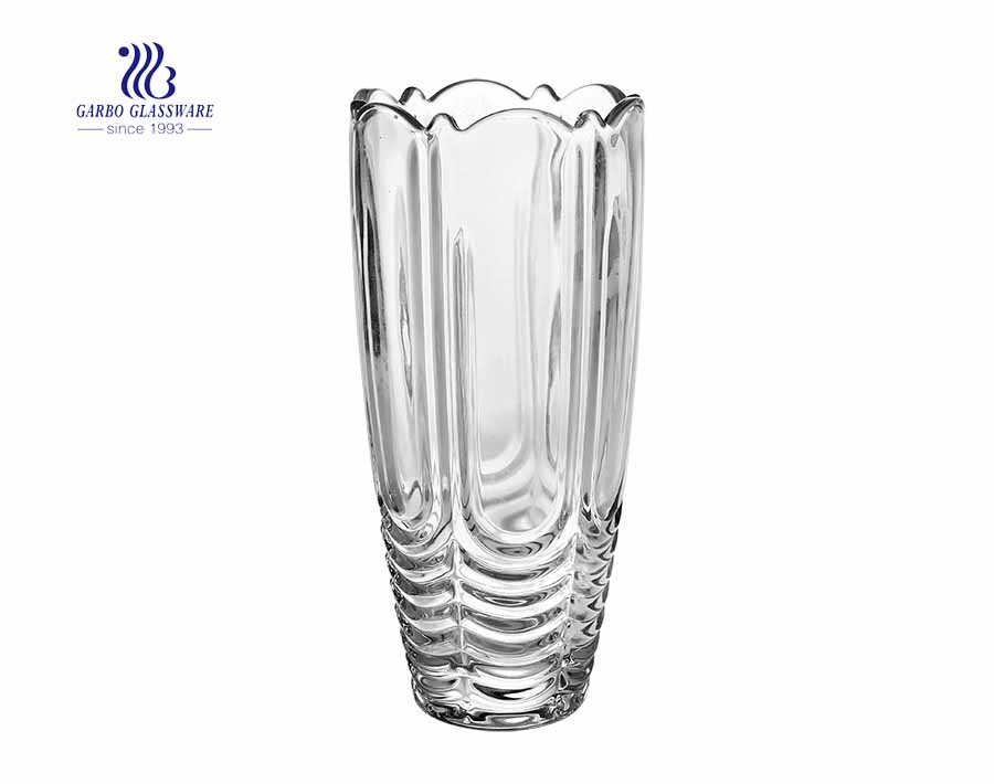 Cheap wholesale high white flower crystal glass vase for gift item