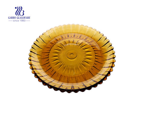 14.41'' Elegant Amber High-end Glass Plate for Fruit Serving