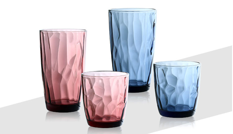 Set of 6 Drinking Glasses - Assorted Colored Drinking Glasses Water Cups Juice Tumblers