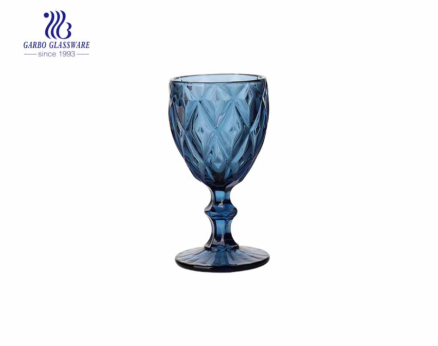 240ml Wine Goblet Beverage Glass Cup by Garbo- Dark blue - Set of 6