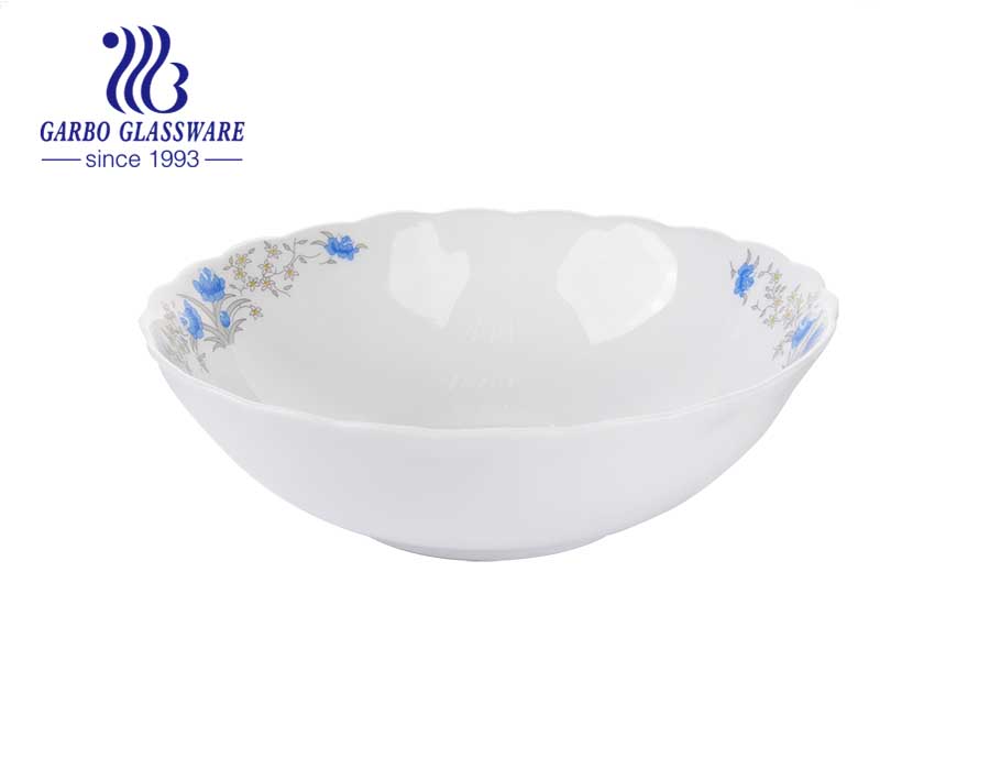 9 inch tròn màu trắng Bộ đồ ăn bằng thủy tinh chịu lực Opal Bát đĩa đựng salad