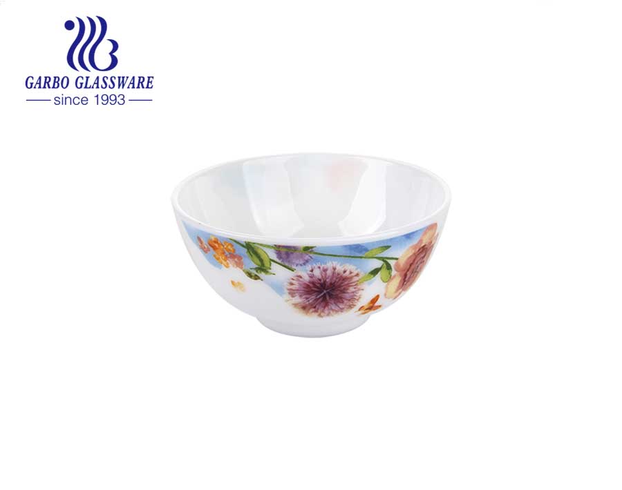 5inch round white opal glass French Garden Rice Bowl for dinnerware