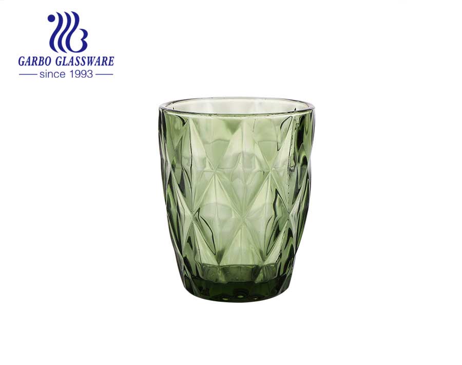 8oz green solid color glass cup for juice and water drinking for restaurant using with high quality