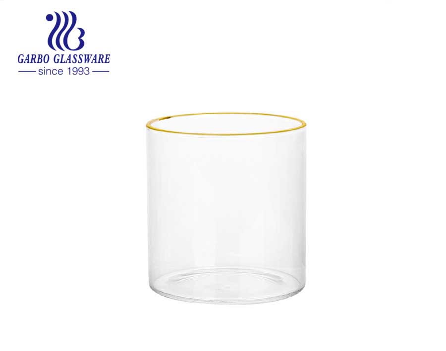 12OZ copo de vidro de borosilicato de design durável cristalino restaurante usa copo de vidro de borosilicato resistente ao calor OEM