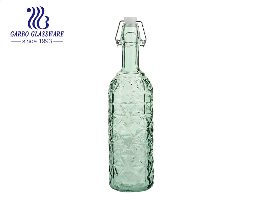 Botella de cristal verde del almacenamiento de la bebida de la botella de cerveza 1100ml con precio al por mayor