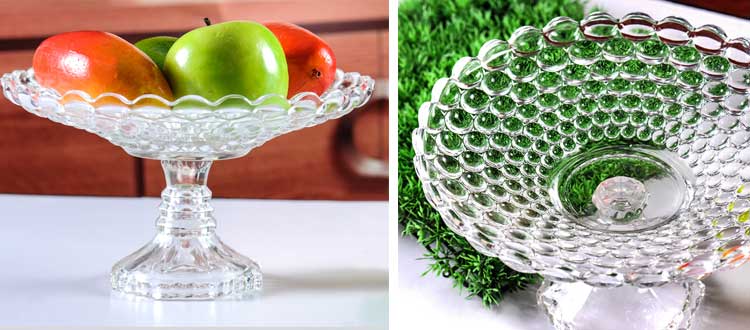 Assiette de fruits en verre spécial avec motif de feuilles pour les fruits et l'utilisation à la maison