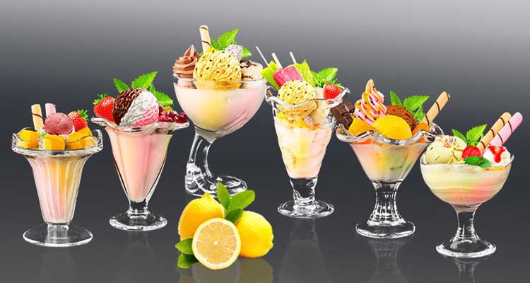 Clear Engraved  Glass Ice Cream Bowl