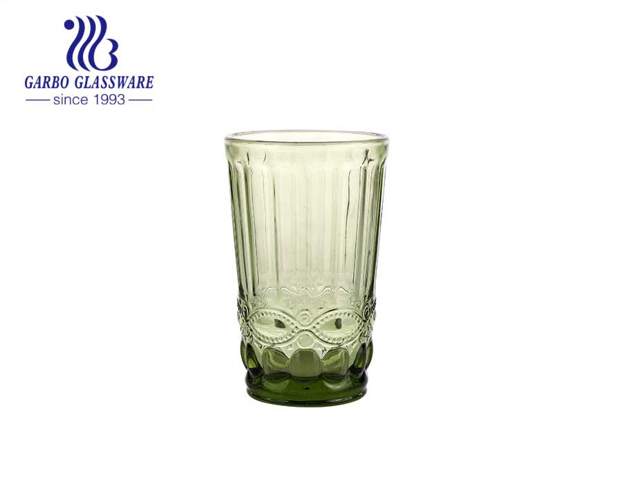 350ml solid color glass tumbler water and juice drinking glass cup green color popular for home decorating