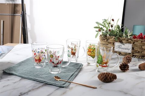 Do you know what of glass cup and glass jug  suitable for Christmas  gift order promotion