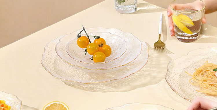 Indiana Antique Flowers Rim Art Assiette à dessert en verre coloré plaqué or 13 pouces