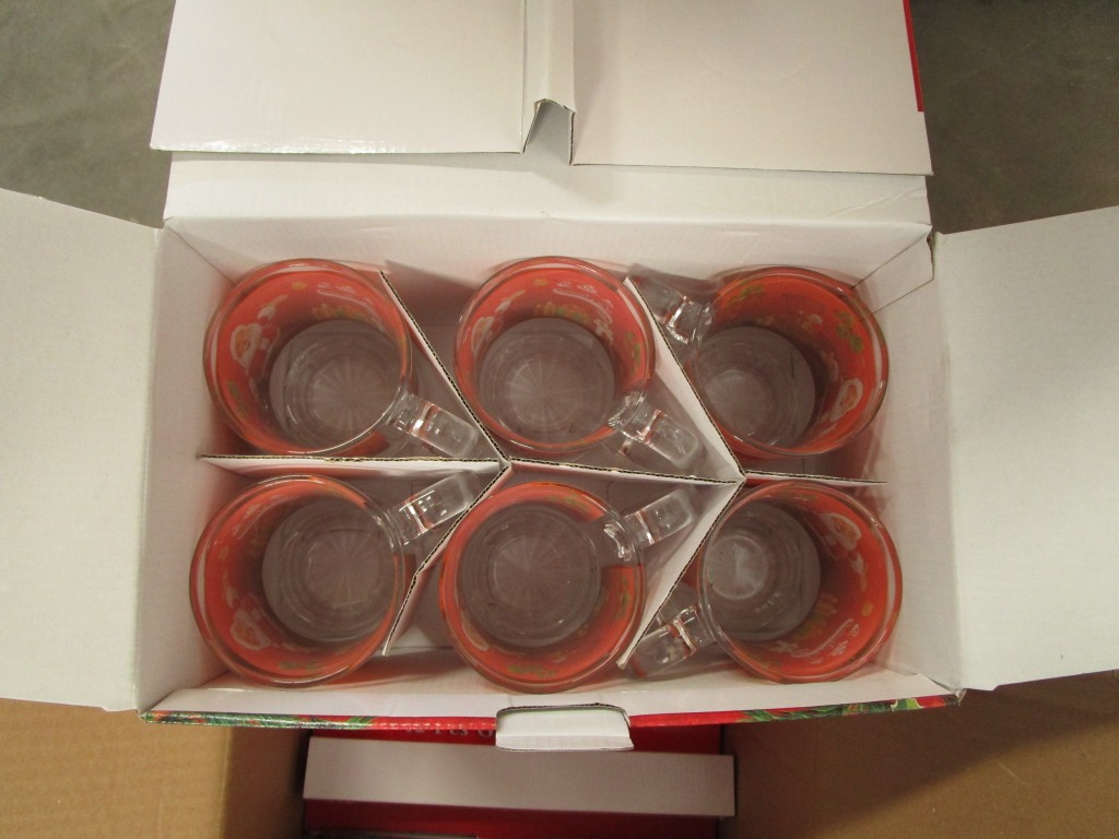 Conjuntos de canecas de vidro de 15 oz com decalques completos para promoção de natal