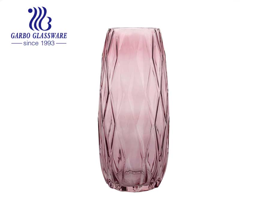 Diamond Purple Tabletop Glass Flower Vase Decorative bottle