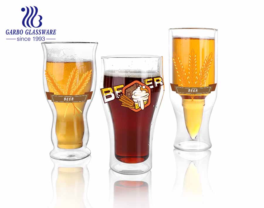 Vasos de vidrio estilo de personalidad más vendidos Característica de stock taza de vidrio de borosilicato estilo europeo precio de fábrica barato Copa de vidrio de borosilicato de uso doméstico al por mayor reutilizable