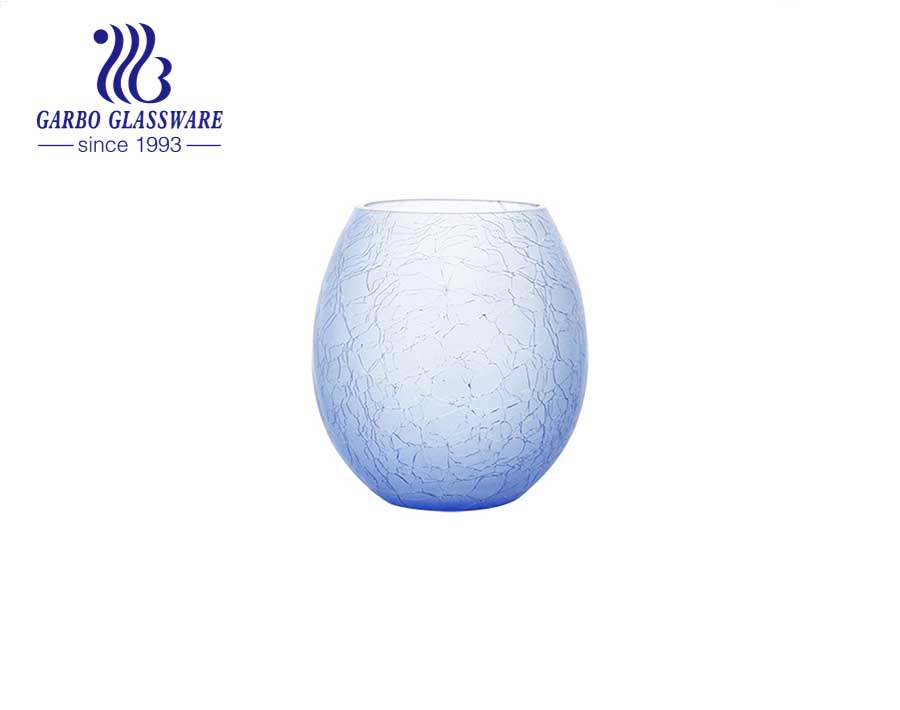 شكل بيضة زرقاء خاص منضدية زجاجية على شكل زهرة حامل زجاجي لحفلات الزفاف