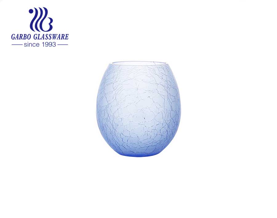 Forme d'oeuf bleu Vase en verre de table spécial Porte-verre à fleurs