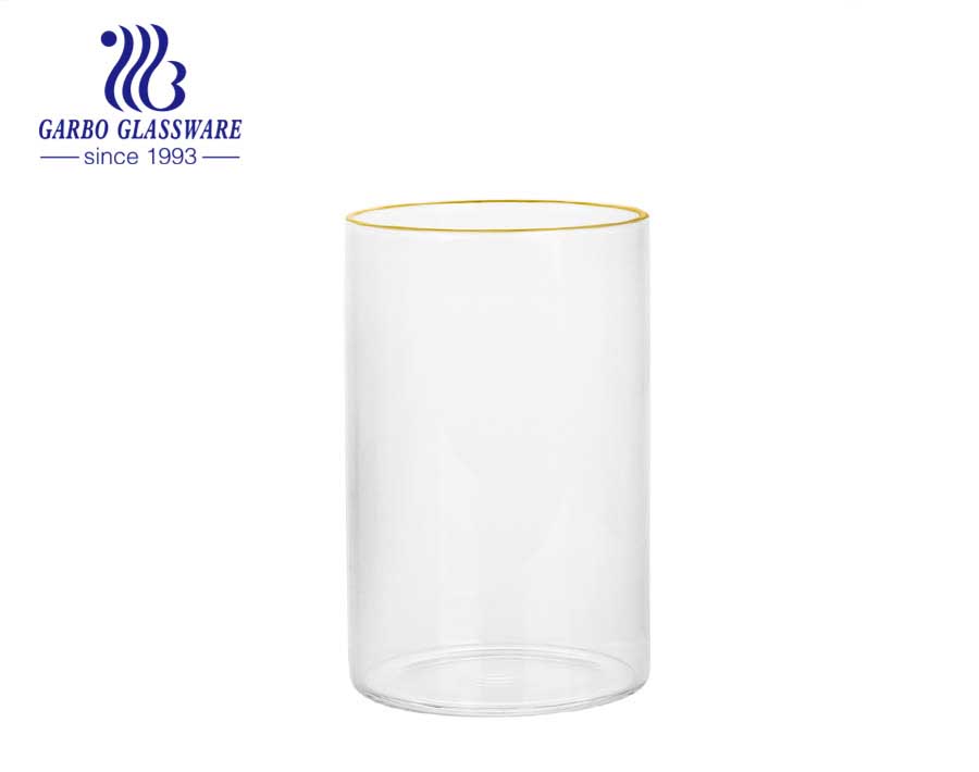 Claro, elegante, clásico, precio de fábrica, cristalería al por mayor reutilizable, uso doméstico, diseño personalizado innovador, estilo más nuevo, taza de vidrio de borosilicato