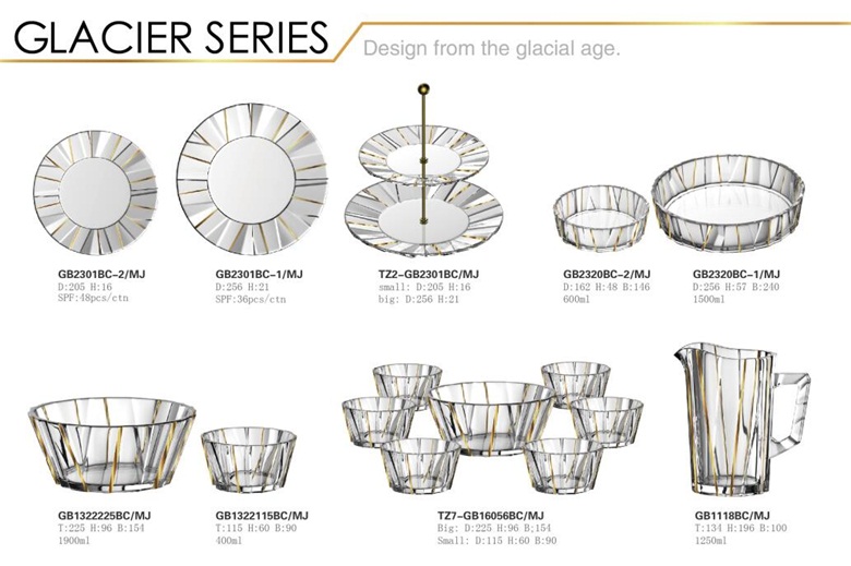 新着ガルボユニークなデザインの氷河シリーズガラス食器