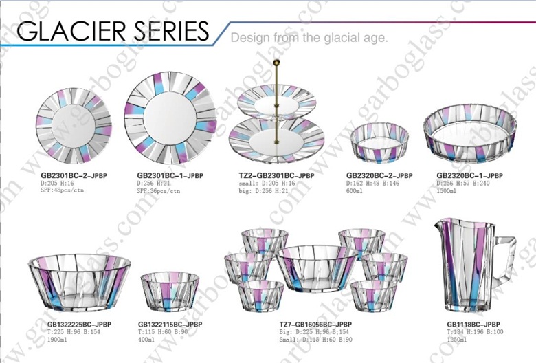 新着ガルボユニークなデザインの氷河シリーズガラス食器