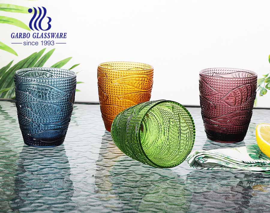 300ml bernsteinfarbener Glasbecher mit einfarbigem Glas für Geschirr