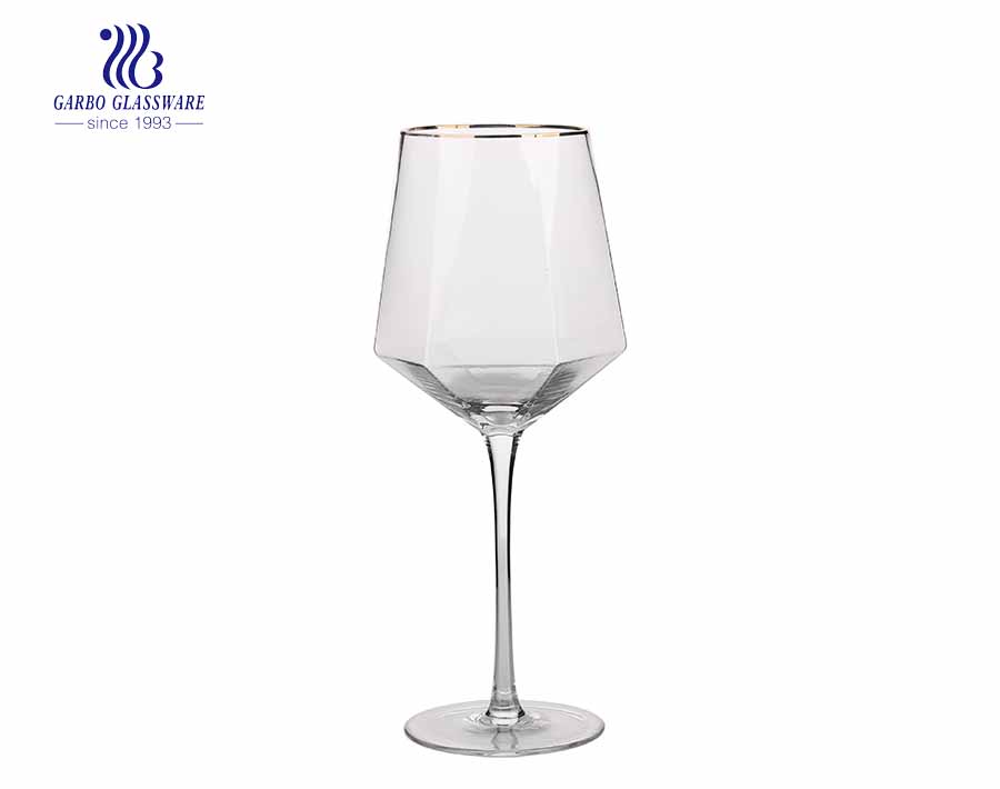 Polygon wine glass peculiar clear elegant stemware glass