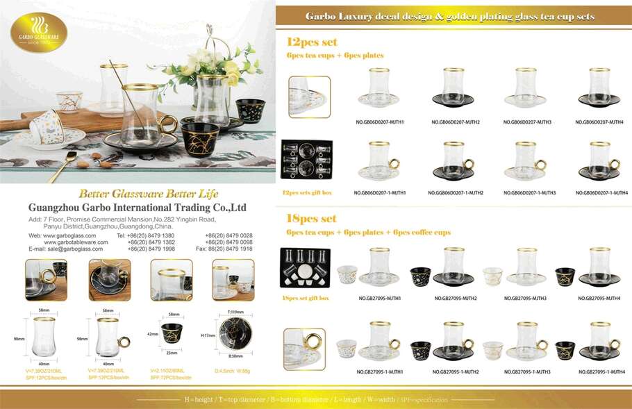 Promotions hebdomadaires Garbo: nouveaux modèles d'ensembles de tasses à thé bordées d'or