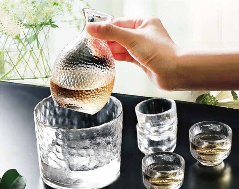 Japanese-style hammer pattern sake glass wine set decanter cup wine warmer for hotel bar home