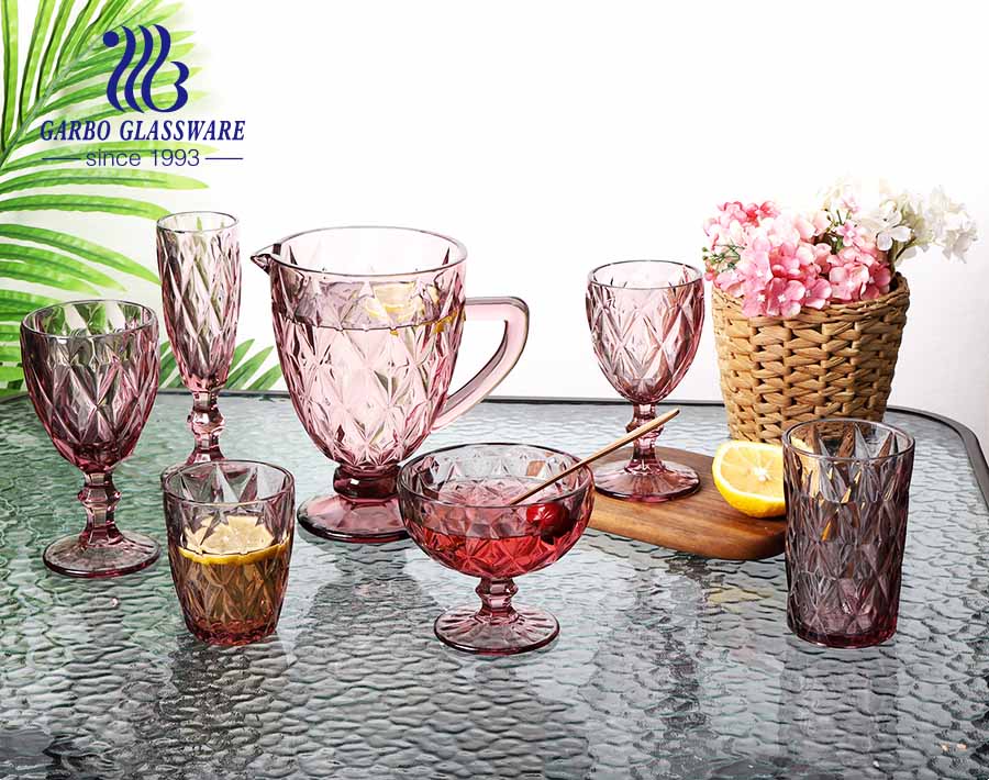1.3L big diamond design solid color glass pitcher for water and juice drinking for restaurant using