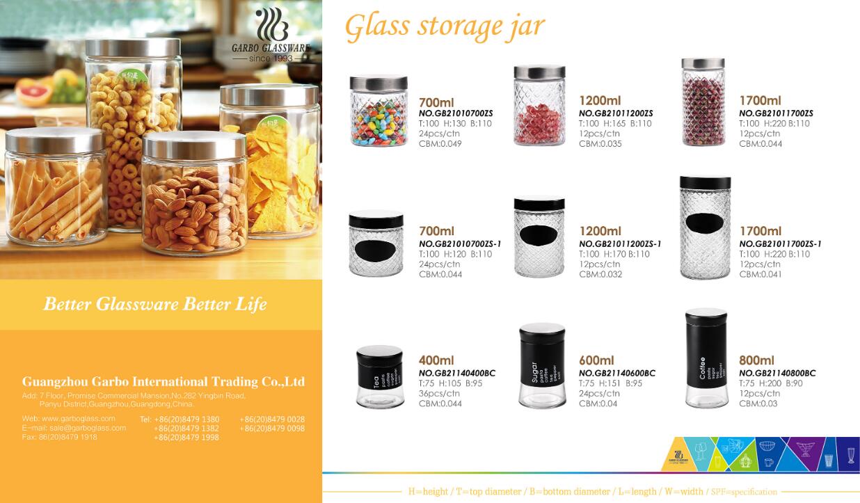 Tarros de almacenamiento de vidrio de venta caliente de 9 artículos para utensilios de cocina con alta calidad