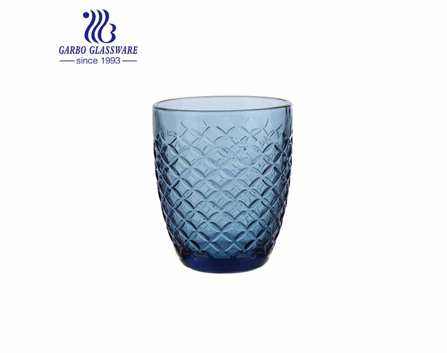 Verres à eau en verre de couleur unie bleue de 300 ml en forme d'oeuf Vente chaude pour Noël